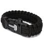 BRANSOLETKA SURVIVALOWA  PARACORD KRZESIWO+GWIZDEK 3M! - CZARNA