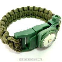 LATARKA+BRANSOLETKA PARACORD+KRZESIWO+GWIZD 5in1 OLIVE