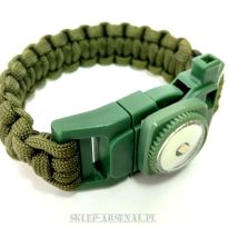 LATARKA+BRANSOLETKA PARACORD+KRZESIWO+GWIZD 5in1 OLIVE 