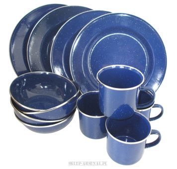 ZESTAW NACZYŃ TRAPERSKICH TURYSTYCZNYCH RETRO BUSHCRAFT EMALIA 12 CZĘŚCI